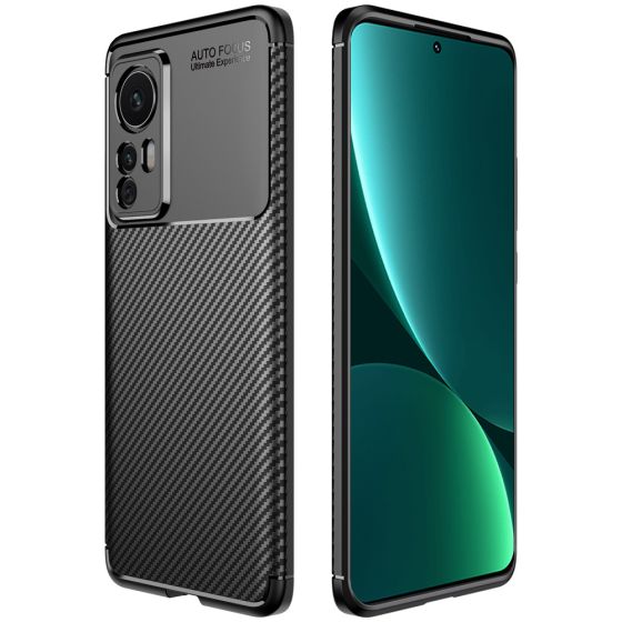 Handyhülle für Xiaomi 12 Hülle Carbon Case Bumper Schwarz