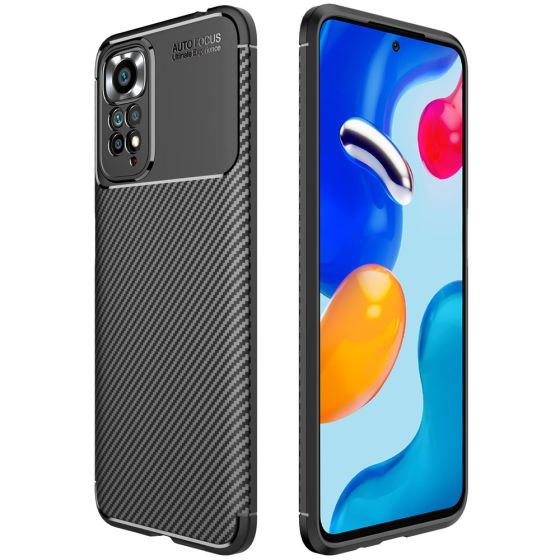 Handyhülle für Xiaomi Redmi Note 11s Hülle Carbon Case Schwarz