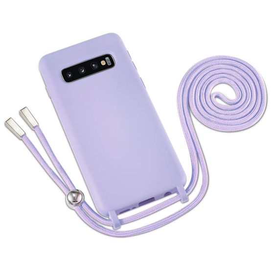 Lila Handyhülle mit Band / Kette zum Umhängen für Samsung Galaxy S10