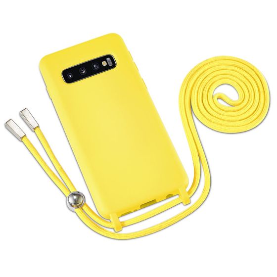 Gelbe Handyhülle mit Band / Kette zum Umhängen für Samsung Galaxy S10
