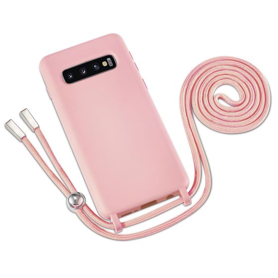 Handyhülle mit Band / Kette zum Umhängen für Samsung Galaxy S10 Plus Case Rosa