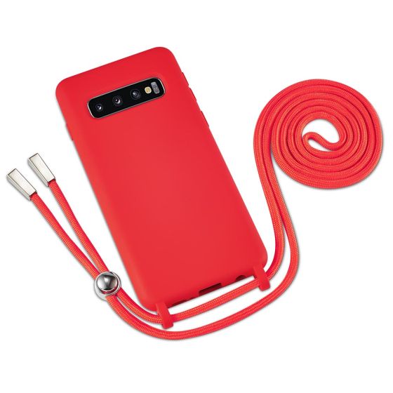 Handyhülle mit Band / Kette zum Umhängen für Samsung Galaxy S10 Plus Case Rot