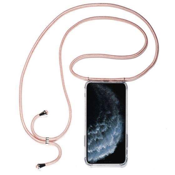 Transparente Handyhülle mit rosa Handyband / Kette für Apple iPhone 11 Pro