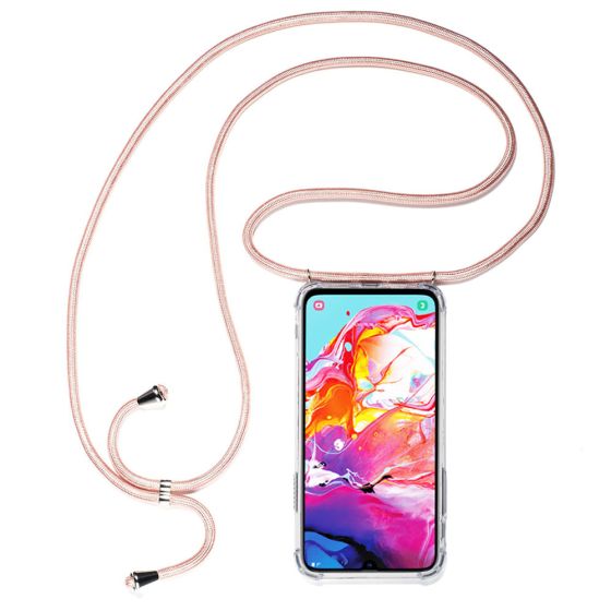 Handyhülle mit rosa Band / Handykette zum umhängen für Samsung Galaxy A70 | Ohne Versandkosten