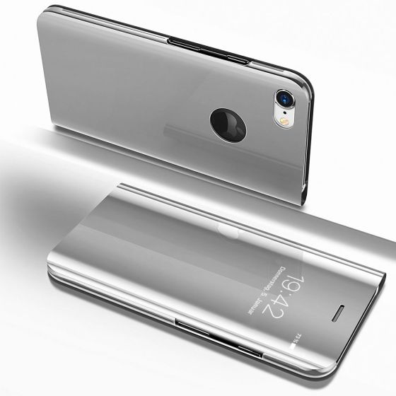 Handy Hülle für Apple iPhone 6 / 6s Clear View Flip Case - Silber