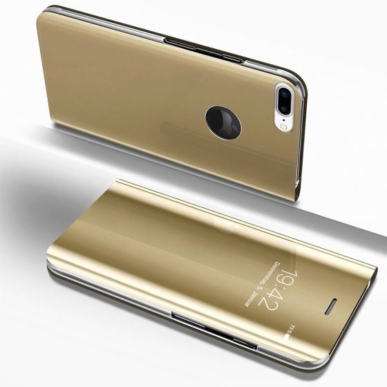 Handy Hülle für Apple iPhone 7 Clear View Flip Case - Gold