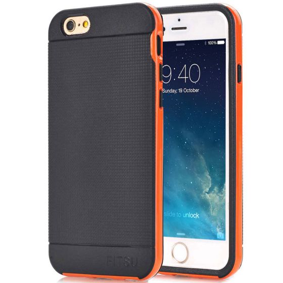 iPhone 7 Silikonhülle slim Case Schwarz mit orangen Rahmen