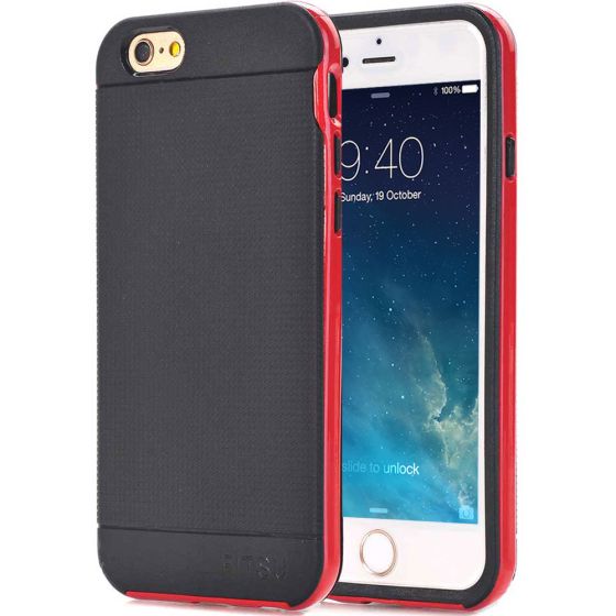 iPhone 7 Silikonhülle Case Schwarz mit roten Rahmen 