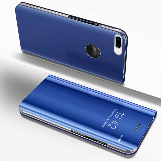 Handy Hülle für Apple iPhone 8 Clear View Flip Case - Blau