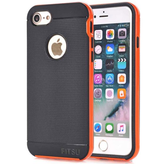 Silikon Hülle für iPhone 8 in Schwarz / Orange | handyhuellen-24
