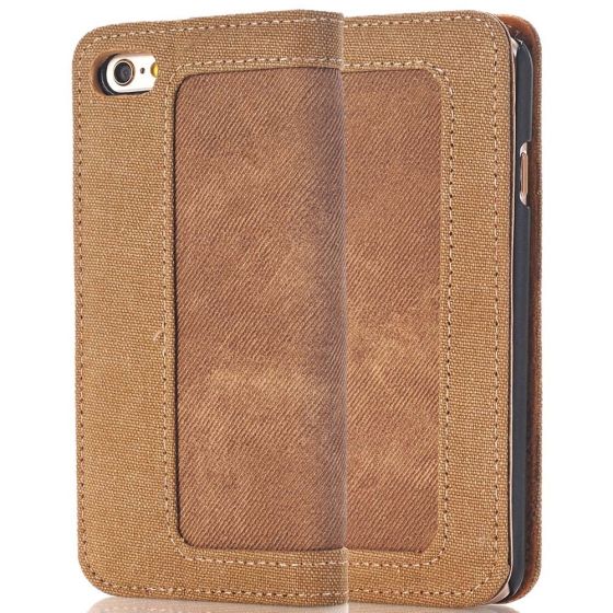 Tasche für iPhone 8 aus Jeansstoff in Braun | handyhuellen-24