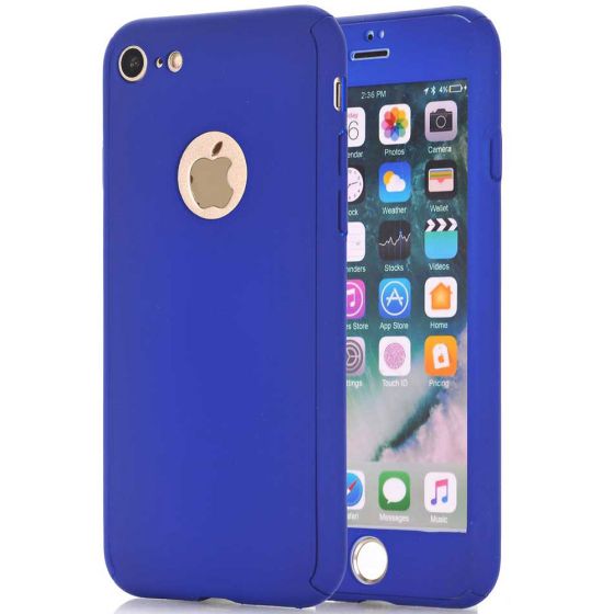 iPhone 8 Hülle Fullcover Blau inklusive Panzerglas