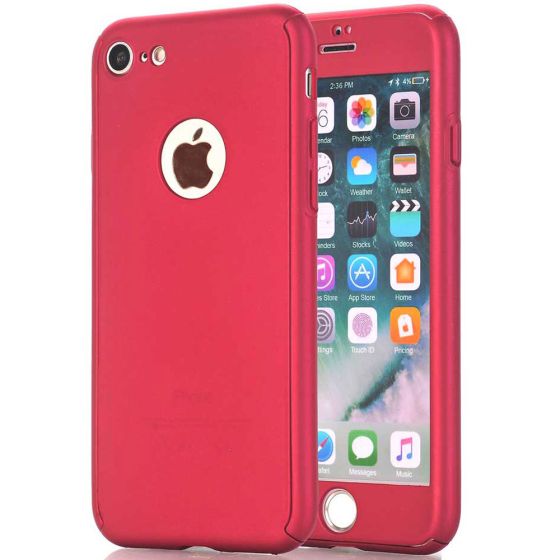 iPhone 8 Hülle Fullcover in Rot inklusive Panzerglas