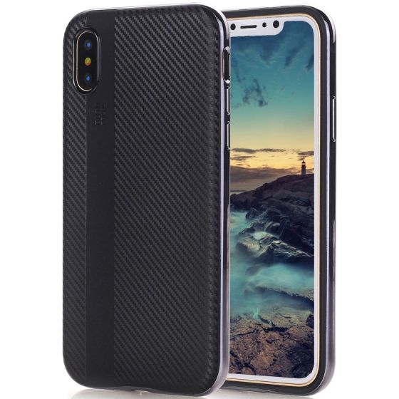 Fitsu iPhone X Hülle im Carbon Look - Schwarz