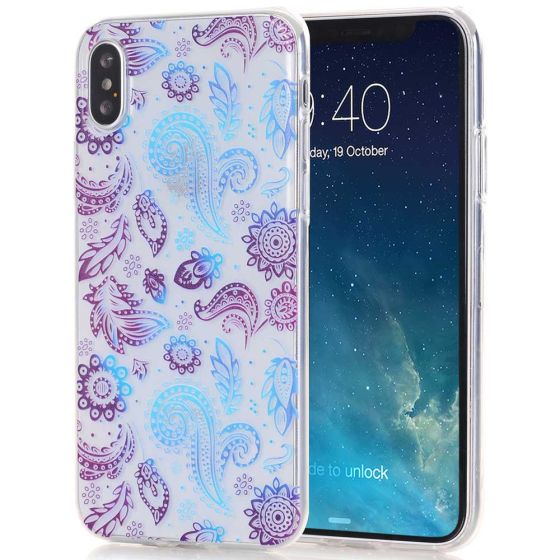 Silikon Case für iPhone X in Transparent mit Blumen Motiv