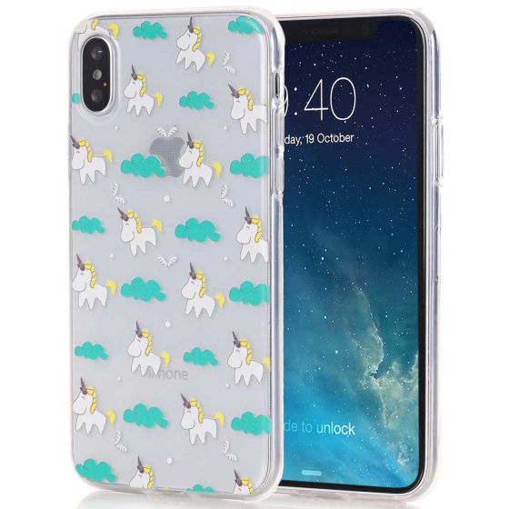 Silikon Case für iPhone X in Transparent mit Einhorn Motiv