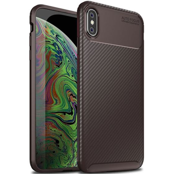 Fitsu iPhone XS Max Carbon Hülle Braun | handyhuellen-24.de