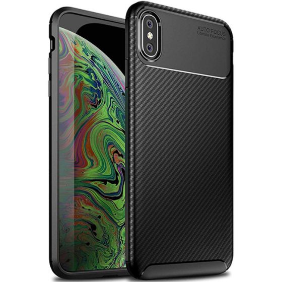 Fitsu iPhone XS Max Carbon Hülle Schwarz | handyhuellen-24.de