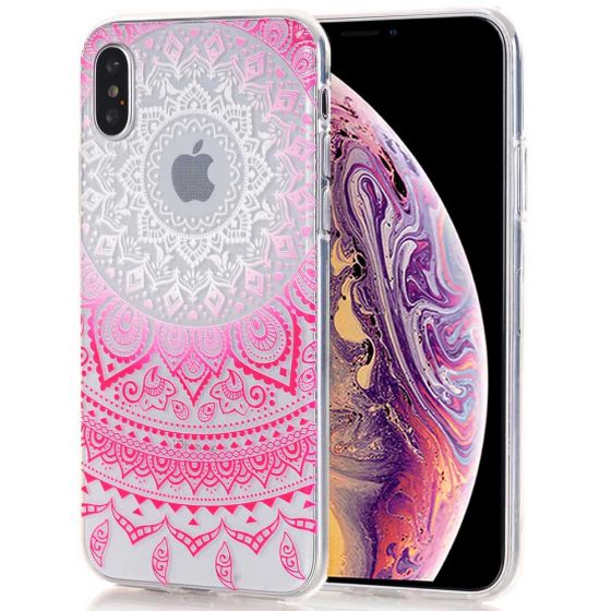 Silikon Case für iPhone XS Pink Mandala | handyhuellen-24.de