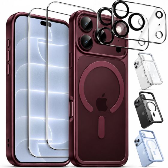 MagSafe Hülle für iPhone 18 Pro Max Farbig Transparent im Schutzglas und Kameraschutz Set
