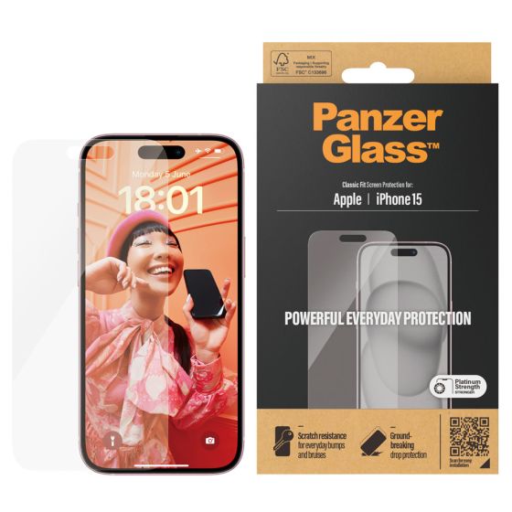 PanzerGlass™ für iPhone 15 Displayschutz Schutzglas