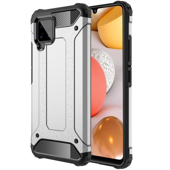 Robuste Outdoor Hülle für Samsung Galaxy A42 Case Silber