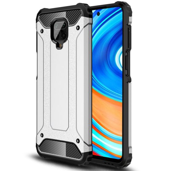 Robuste Outdoor Hülle für Xiaomi Redmi Note 9 Pro Case Silber