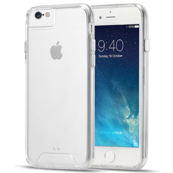 Transparente kristallklare Hülle für iPhone 6 Hybrid Case mit weichem TPU-Silikon Rahmen und robuster Rückseite