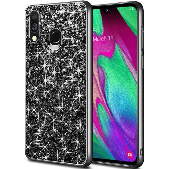 Glitzer Handyhülle für Samsung Galaxy A40 Case Anthrazit