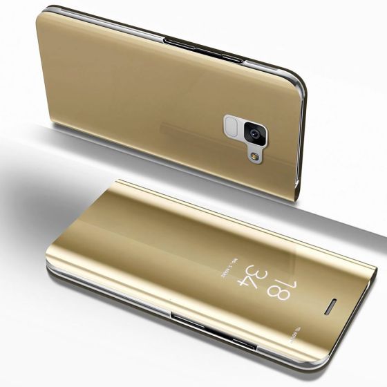 Clear View Flip Case für Samsung Galaxy A6 in Gold | Versandkostenfrei