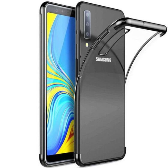 Hülle für Galaxy A7 2018 Transparent mit schwarzen Rahmen