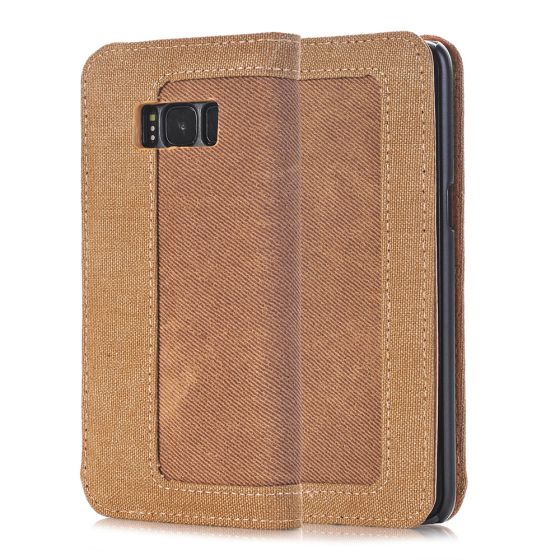 Flipcase für Samsung Galaxy S6 aus Jeansstoff in Braun | handyhuellen-24.de