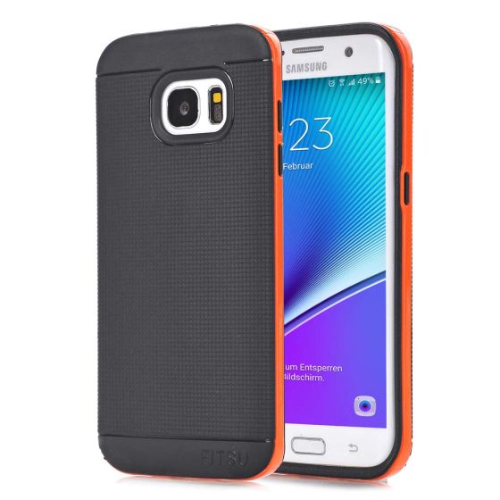 Silikonhülle für Galaxy S6 in Schwarz/Orange | Versandkostenfrei 