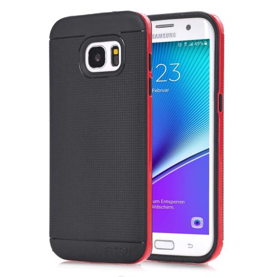 Silikonhülle für Samsung Galaxy S6 in Schwarz / Rot | handyhuellen-24.de