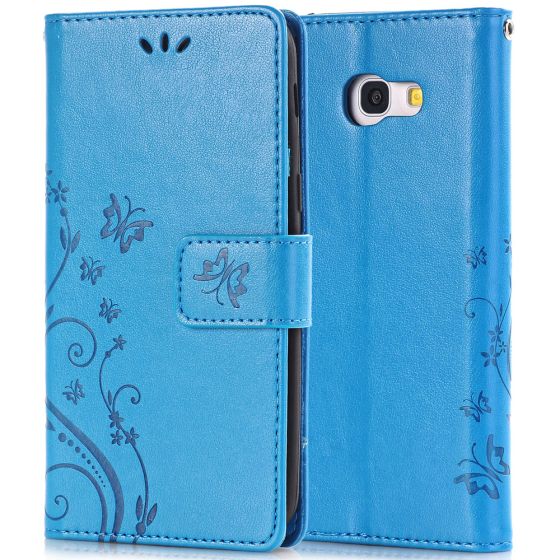 Samsung Galaxy S5 Mini Hülle mit Blumen Motiv in Blau