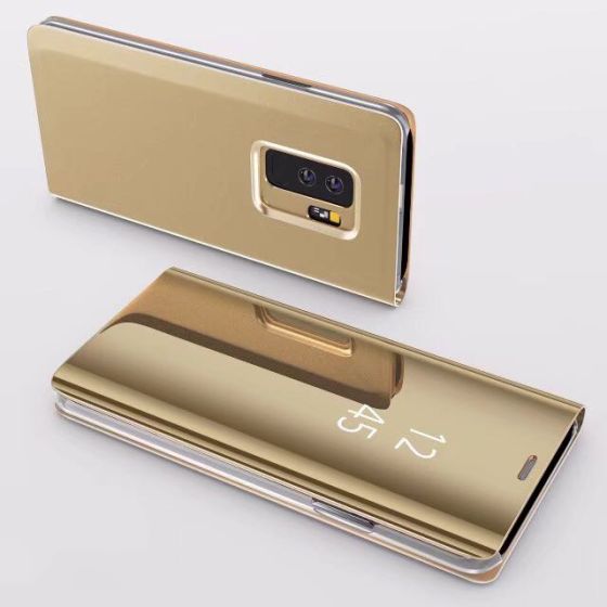 Spiegel Hülle für Samsung Galaxy S9 Plus Flipcase in Gold | Ohne Versandkosten | handyhuellen-24.de