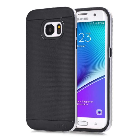 Handyhülle für Samsung Galaxy S7 Edge in Schwarz / Silber | Versandkostenfrei