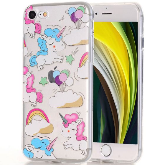 Silikon Hülle mit Unicorn Motiv für iPhone SE 2020