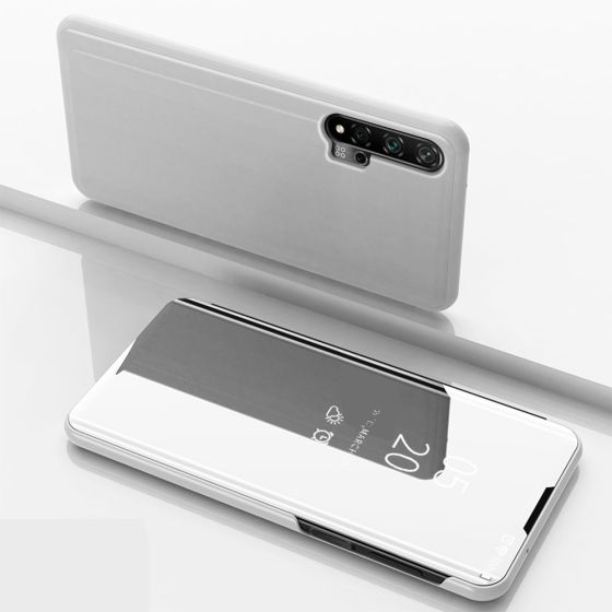 Handyhülle für Huawei Nova 5T Spiegel Flipcase in Silber