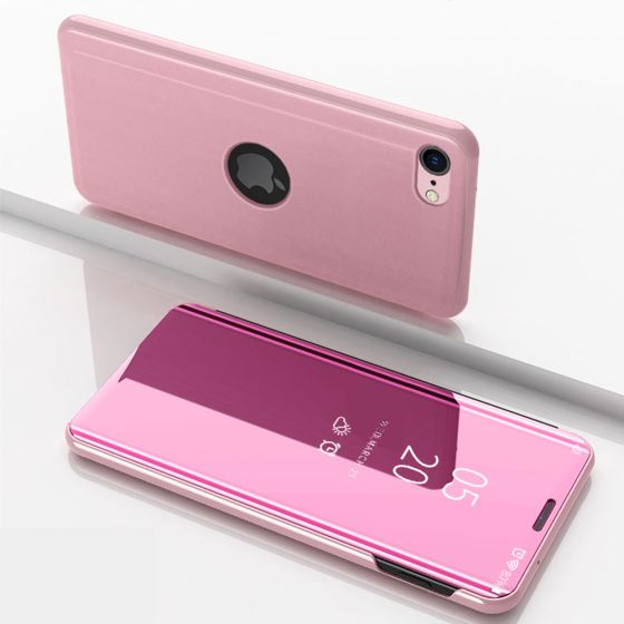 Spiegel Handyhülle für iPhone SE (2022) Flipcase Rosa