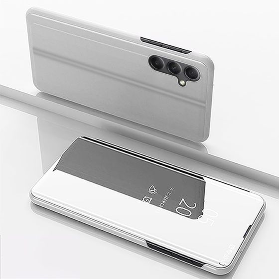 Spiegel Handyhülle für Galaxy A34 Hülle Flipcase Silber