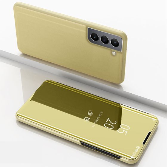 Spiegel Hülle für Samsung Galaxy S21 FE Handytasche Gold