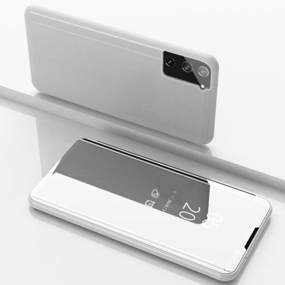 Spiegel Hülle für Samsung Galaxy S21 Plus Handytasche Silber