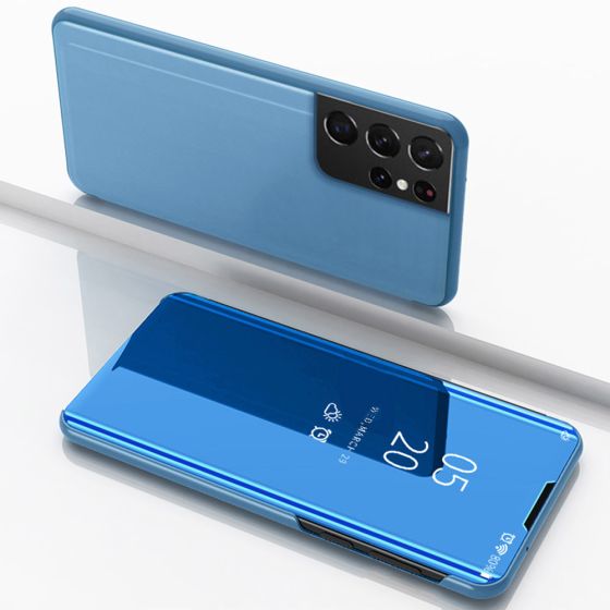 Spiegel Hülle für Samsung Galaxy S21 Ultra Handytasche Blau