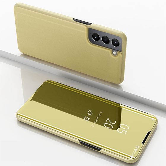 Spiegel Hülle für Samsung Galaxy S22 Handytasche Gold