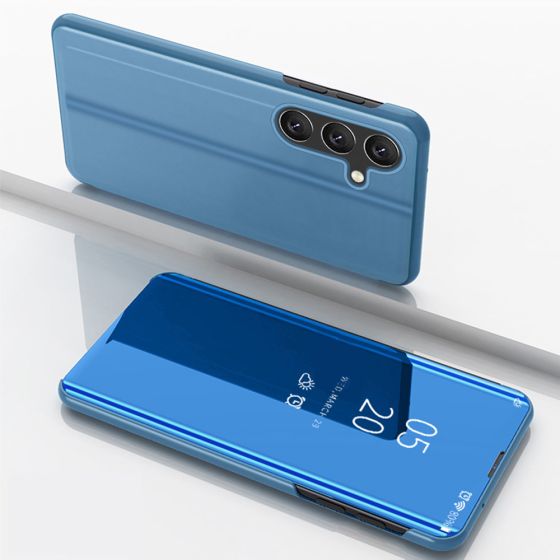 Spiegel Hülle für Samsung Galaxy S24 Handytasche Blau