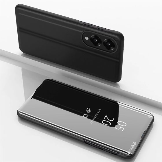 Spiegel Hülle für Samsung Galaxy S25 Edge Flipcase Case Schwarz
