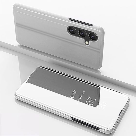 Handyhülle für Samsung Galaxy S26 Plus Spiegel Flipcase Silber