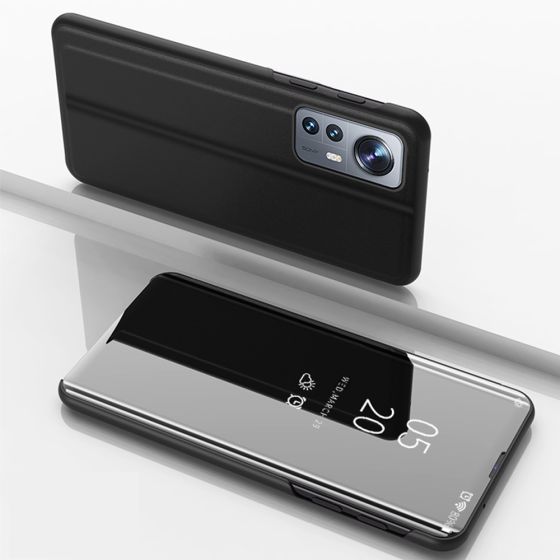 Spiegel Handyhülle für Xiaomi 12 Pro Hülle Flipcase Schwarz
