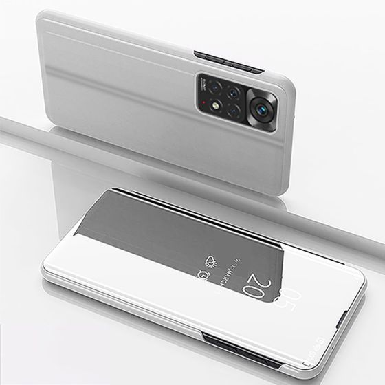 Spiegel Handyhülle für Xiaomi Redmi Note 11 Pro Hülle Flipcase Silber